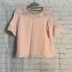 Pink Blouse With Rhinestone